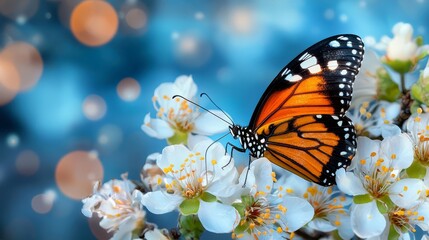 Obraz premium A butterfly sitting on top of a white flower