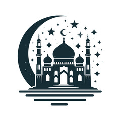Intricate Islamic Mosque Silhouette Vector Art