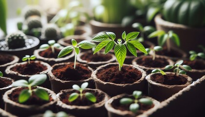 seedlings in pots