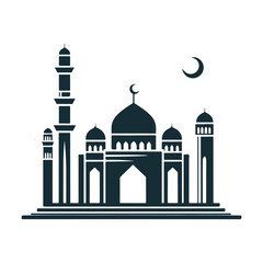 Graceful Islamic Mosque Silhouette Vector Art