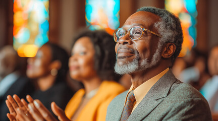 Fototapeta premium Congregation clapping along to gospel music in church