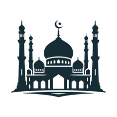 Islamic Mosque Silhouette Design Vector Illustration.