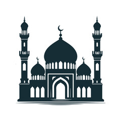 Islamic Mosque Silhouette Design Vector Illustration.