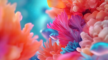 Obraz premium Vibrant coral reef teeming with colorful marine life, AI