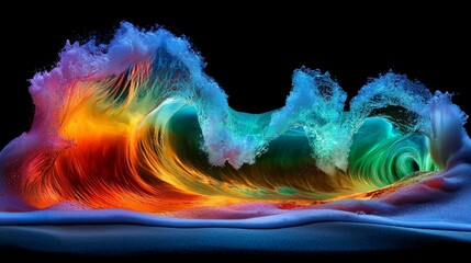 Obraz premium A colorful wave on a black background