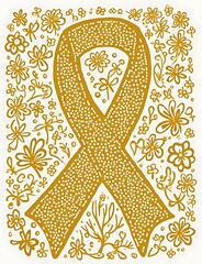 Golden Doodle Lace Commemorating International Childhood Cancer Day, Vector Illustration