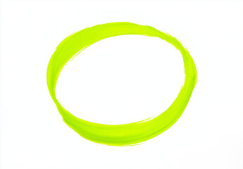 Green yellow highlighter marken pen circle draw. Isolated on white background.