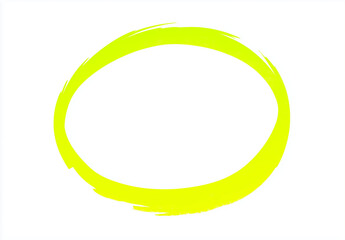 Green yellow highlighter marken pen circle draw. Isolated on white background.