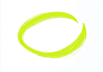 Green yellow highlighter marken pen circle draw. Isolated on white background.