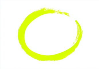 Green yellow highlighter marken pen circle draw. Isolated on white background.