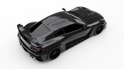 Black carbon fiber sports car, rear view.