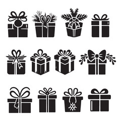 charismas gift box set vector illustration
