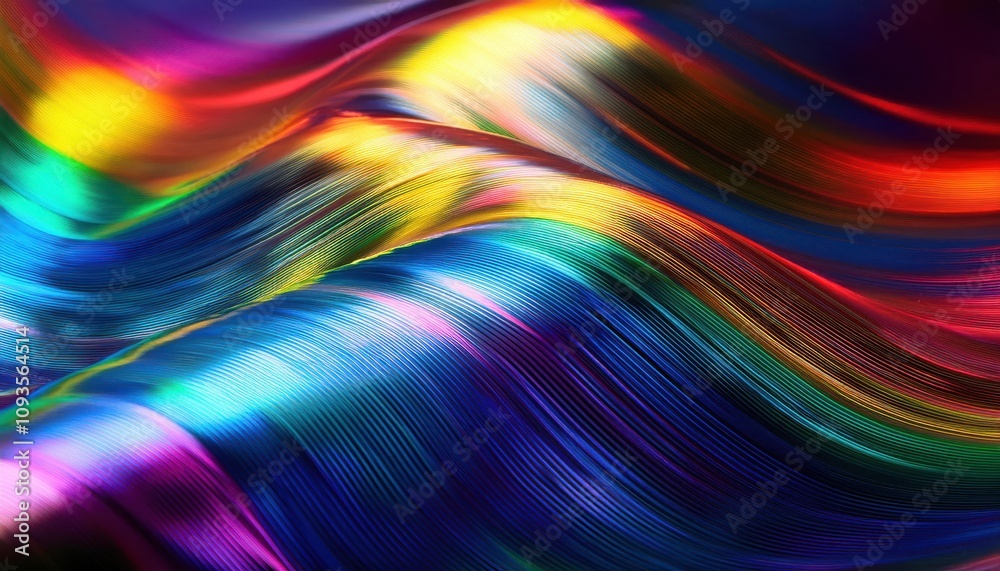 Poster Dynamic Chromatic Waves. Mesmerizing Display of Vivid, Fluid Color Transitions Perfect for Abstract Art, Digital Wallpaper, or Inspiring Creative Design Concepts in Modern Visual Media