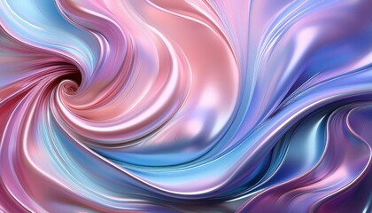 Fototapeta premium Vivid Fluid Gradient Waves in Pastel Hues. Abstract Digital Art Showcasing Smooth Metallic Textures in Pink, Blue, and Purple Tones. Ideal for Modern Design, Branding, and Background Concepts