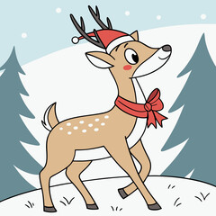 reindeer with christmas tree