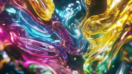 Abstract Colorful Liquid Swirls Flowing Dynamically