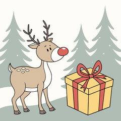 christmas reindeer with gifts