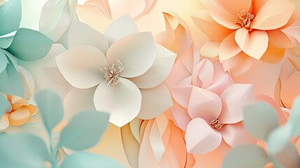Pastel Paper Flowers Softly Arranged Together