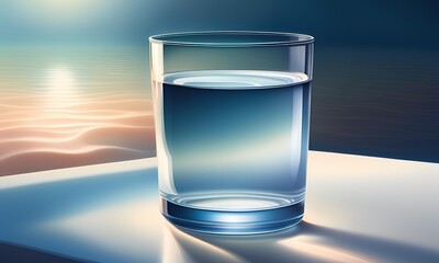 Single Glass of Water on a white surface with subtle shadows