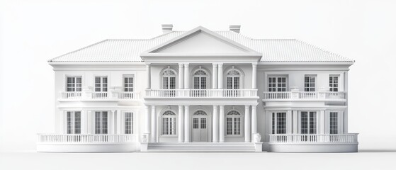 Fototapeta premium White architectural model of a classic mansion.