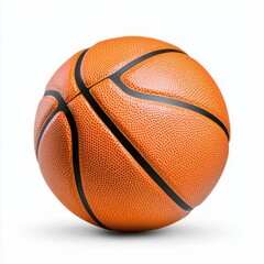 Fototapeta premium A photostock of a basketball placed on a bright white background, capturing its orange texture in detail. High Quality