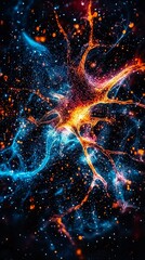 neurons in space with stars and nebula in the background
