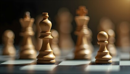 A close-up of a wooden chess pawn, showing its detailed craftsmanship and fine grain texture create with ai