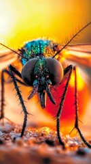 A close up of a fly on a rock