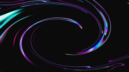 Neon Swirling Abstract Background in Black