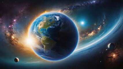 Obraz premium The big world and universe where you can see the Milky Way and many more stars.