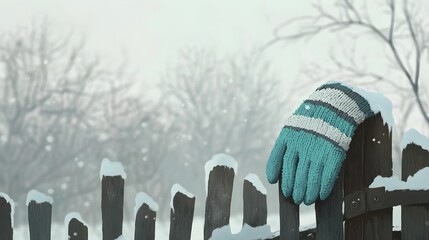rękawiczka, zapomniana, śnieg, płot, zima, minimalizm, samotność, nostalgia, detale zimy, ręcznie robione, zapomniany przedmiot, przyroda, melancholia, zimowa grafika, delikatne kolory, mroźna sceneri
