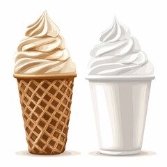 Delicious Ice Cream Cup and Cone Vector Illustration on White Background