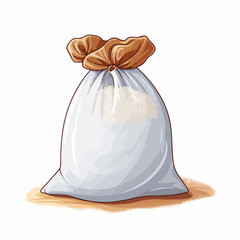Professional Illustration of Flour Sack on White Background