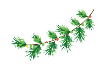 Christmas Tree Garland Vector - Festive Evergreen Decoration with Pine and Spruce Branches, Elegant Holiday Art