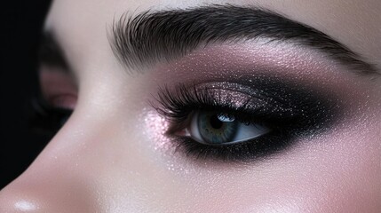Obraz premium A woman with black eyeliner and pink eyeshadow