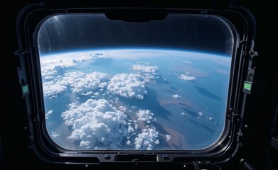 Earth viewed from a spacecraft window