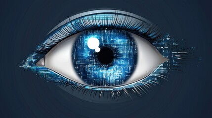 Fototapeta premium Abstract Representation of a Human Eye with Digital Elements Symbolizing Technology, Vision, and Future Innovations in a Futuristic Aesthetic