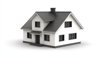 Stylish Modern House Rendered in 3D Graphic Design Perfect for Use in Real Estate Marketing, Architecture Projects, and Home Development Concepts