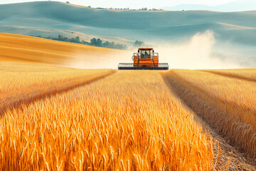 Obraz premium Golden Fields of Wheat During Harvest Season