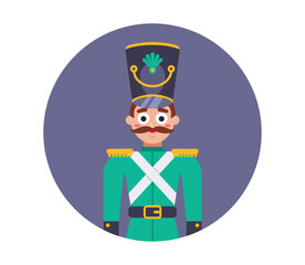 Wooden soldier in old uniform. Children military toy.