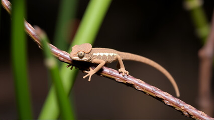 tiny chameleon Brookesia minima, micra, Madagascar