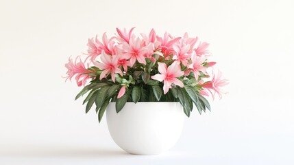 Pink Flowers in a White Modern Pot