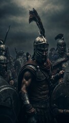 Spartan warriors in battle