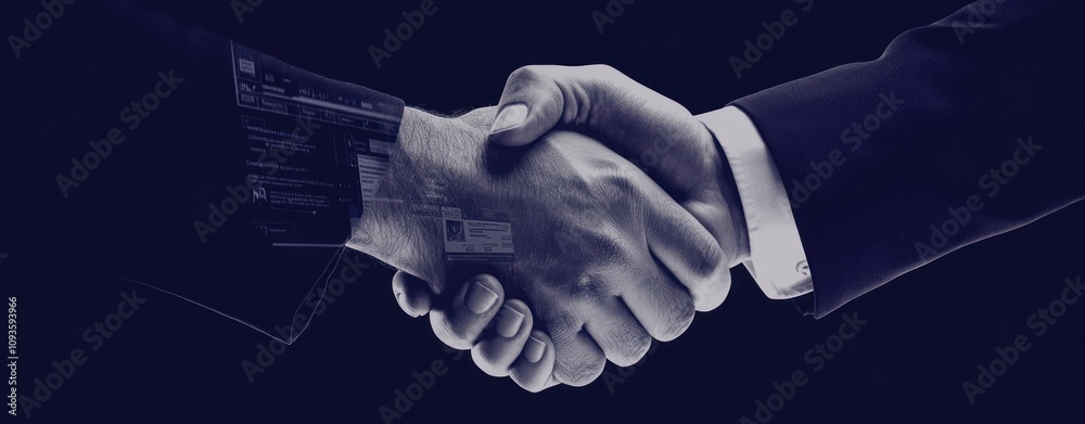 Aufkleber a close-up of two hands shaking, symbolizing agreement or partnership in a business context.