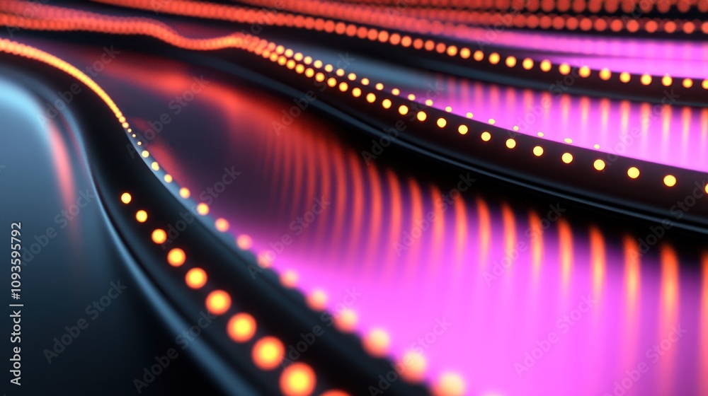 Aufkleber Abstract waves with glowing lights creating a dynamic visual effect.