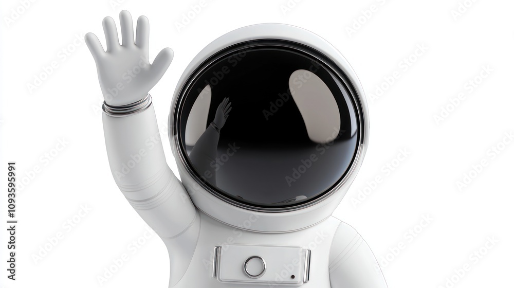 Aufkleber a friendly astronaut waving, symbolizing exploration and curiosity in space.