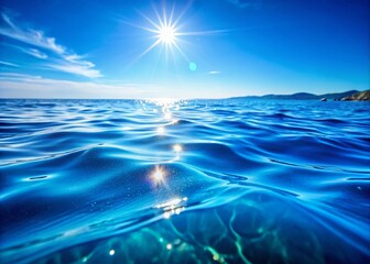 Obraz premium Stunning Blue Sea Surface with Gentle Waves Captured in High Depth of Field, Offering a Tranquil and Serene Coastal View for Nature Lovers and Travel Enthusiasts