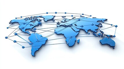 Global network connection, world map.