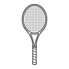 Tennis Racket Outline Vector Illustration. This is a simple and clean black-and-white outline illustration of a tennis racket.