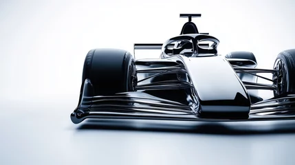  High-tech race car showcased in a sleek, metallic design, featuring aerodynamic lines and advanced engineering © ERiK